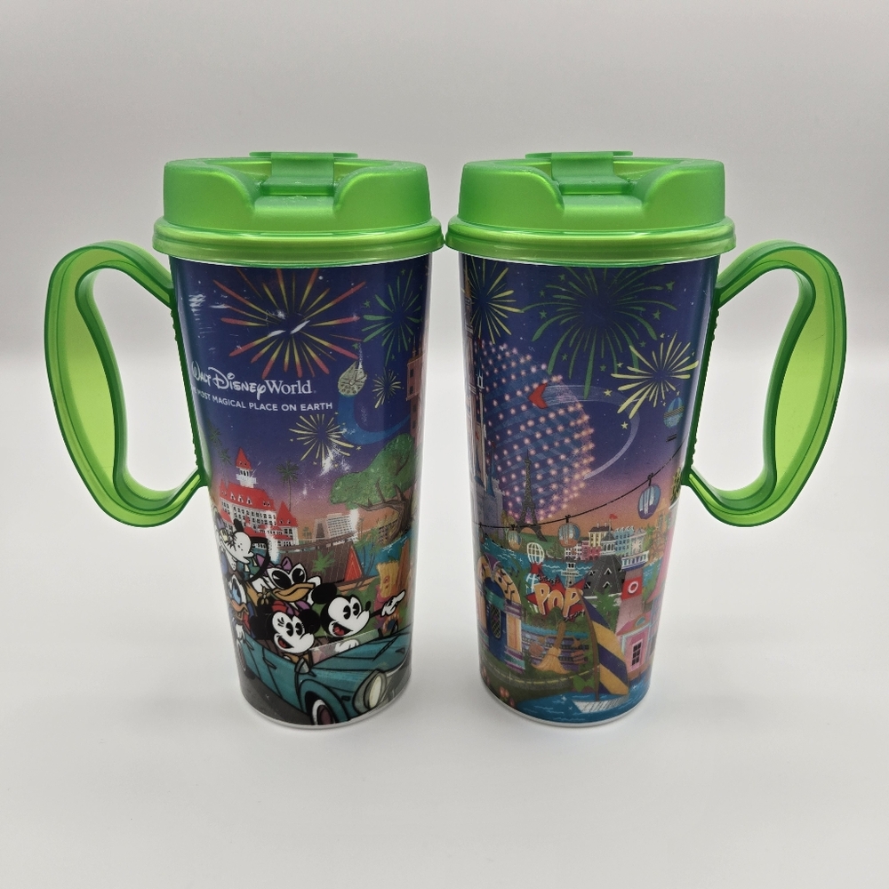 Set of 2 Disney World Park 2024 Resort Refillable Mugs Mickey & Friends Epcot